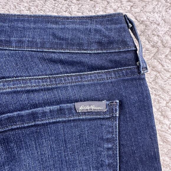 Women's Eddie Bauer Slightly Curvy Skinny Zip Ankle Dark Wash Denim Jeans Sz 2 - Picture 14 of 15